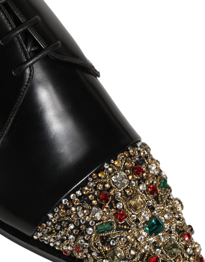 Dolce &amp; Gabbana Black Embellished Derby Dress Formal Shoes