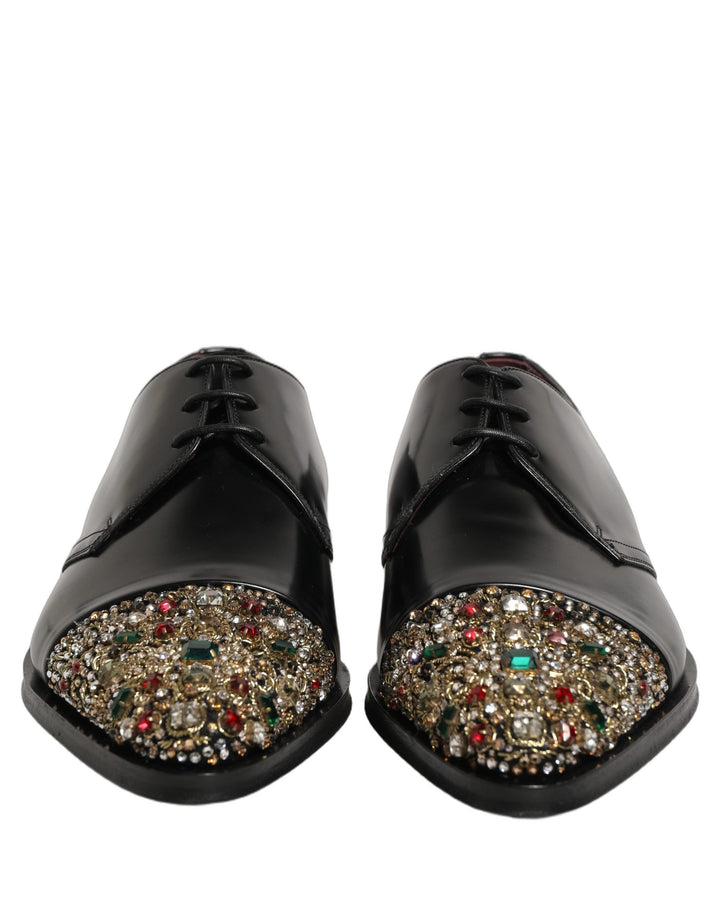 Dolce &amp; Gabbana Black Embellished Derby Dress Formal Shoes