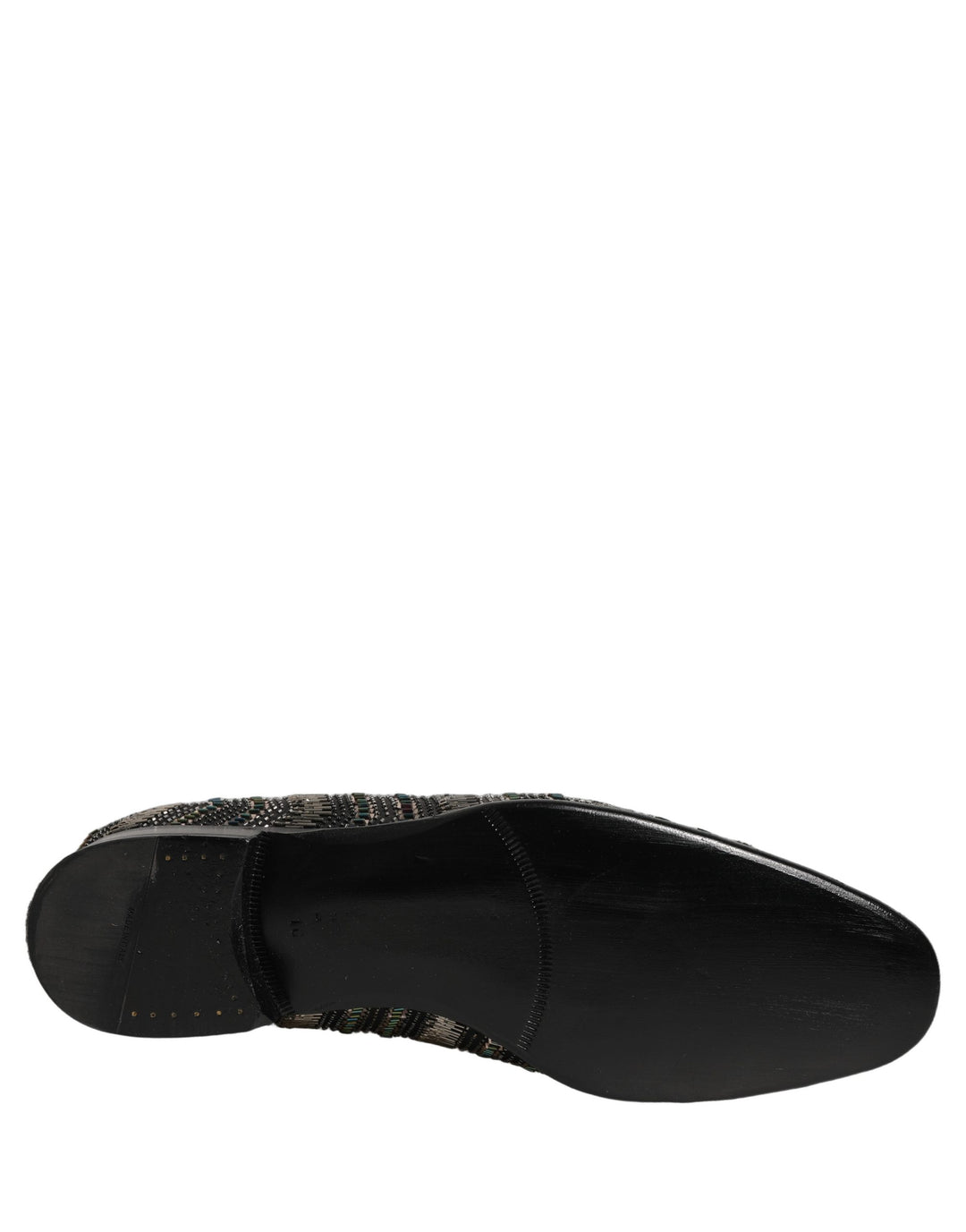 Dolce &amp; Gabbana Black Silver Embellished Slip On Loafers Shoes
