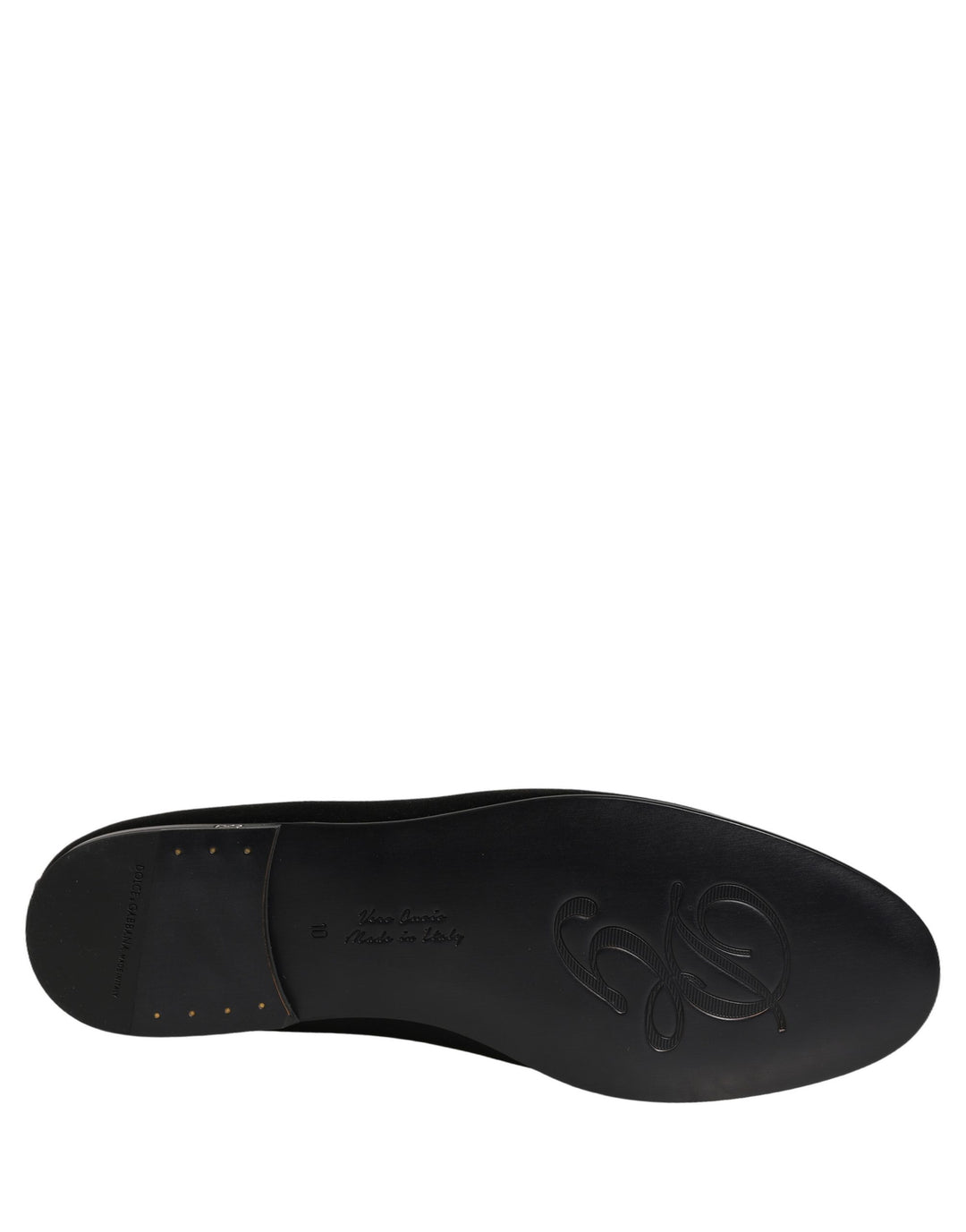 Dolce &amp; Gabbana Black Satin Logo Slip On Flats Loafers Shoes