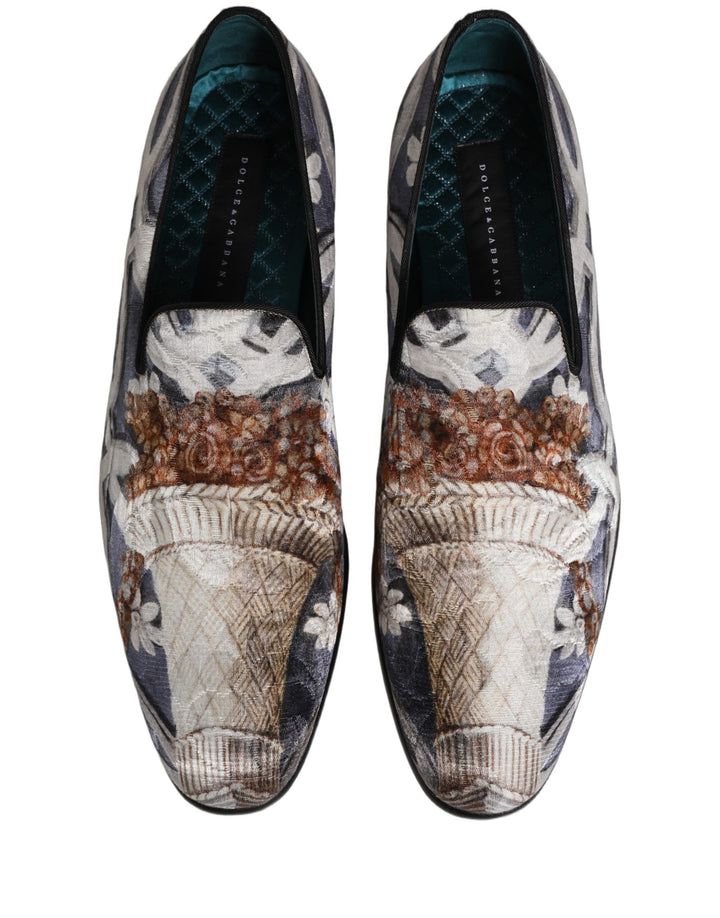 Dolce &amp; Gabbana Multicolor Floral Tapestry Embroidery Loafer Shoes