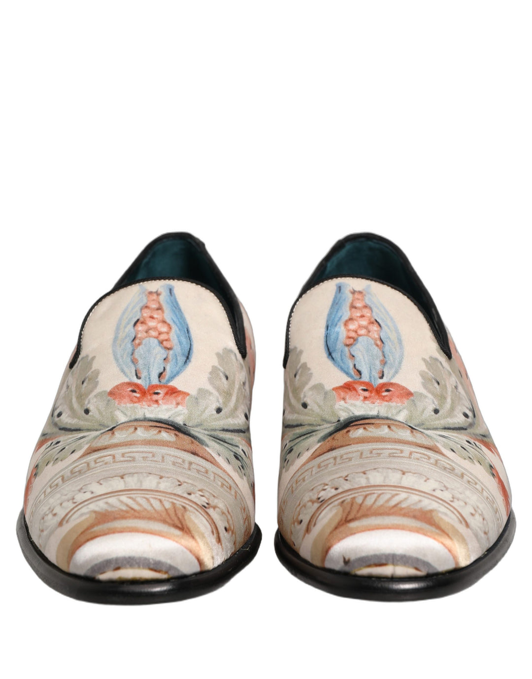 Dolce &amp; Gabbana White Floral Vase Slip On Dress Loafers Shoes
