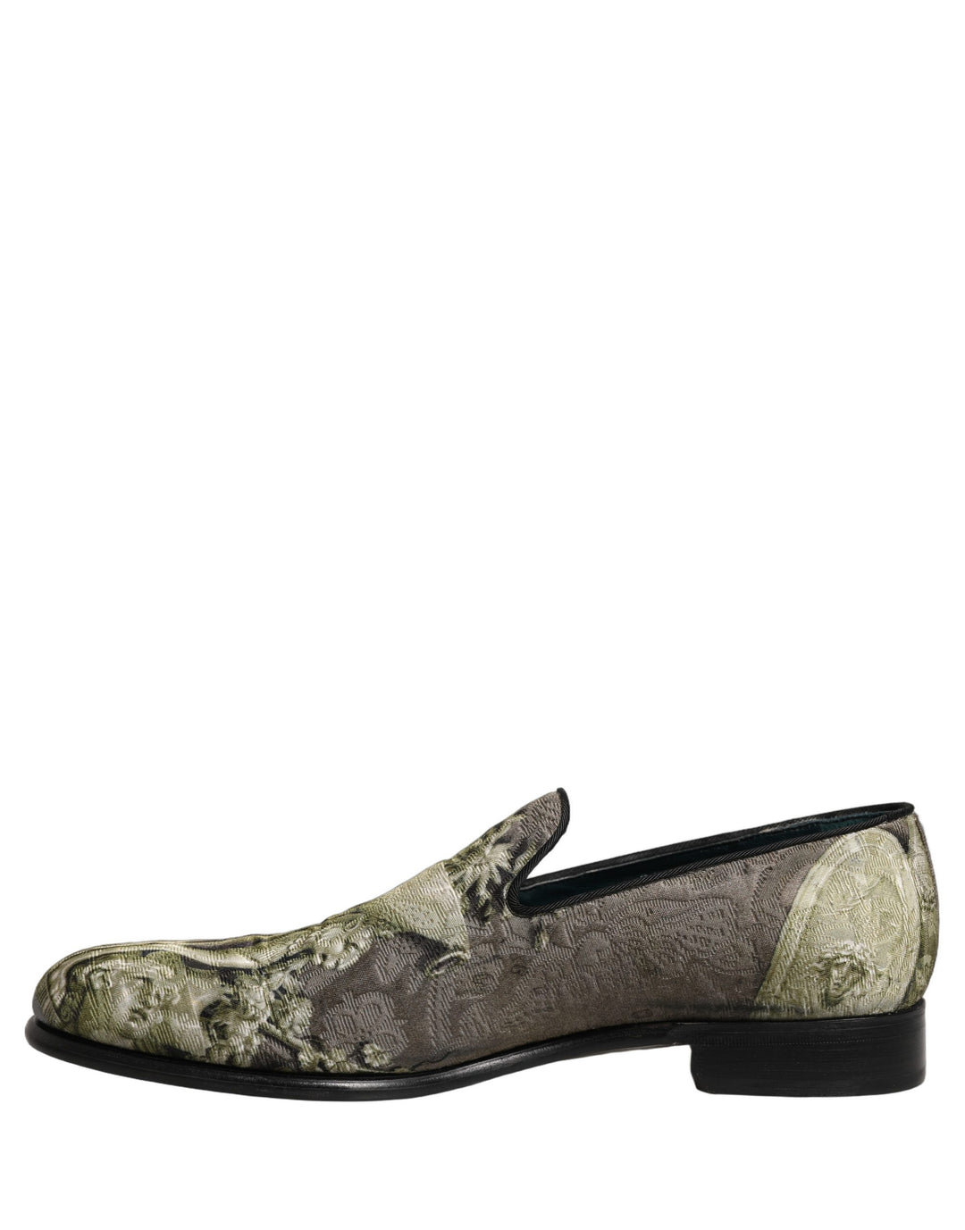 Dolce &amp; Gabbana Brown Baroque Print Slip On Loafers Shoes