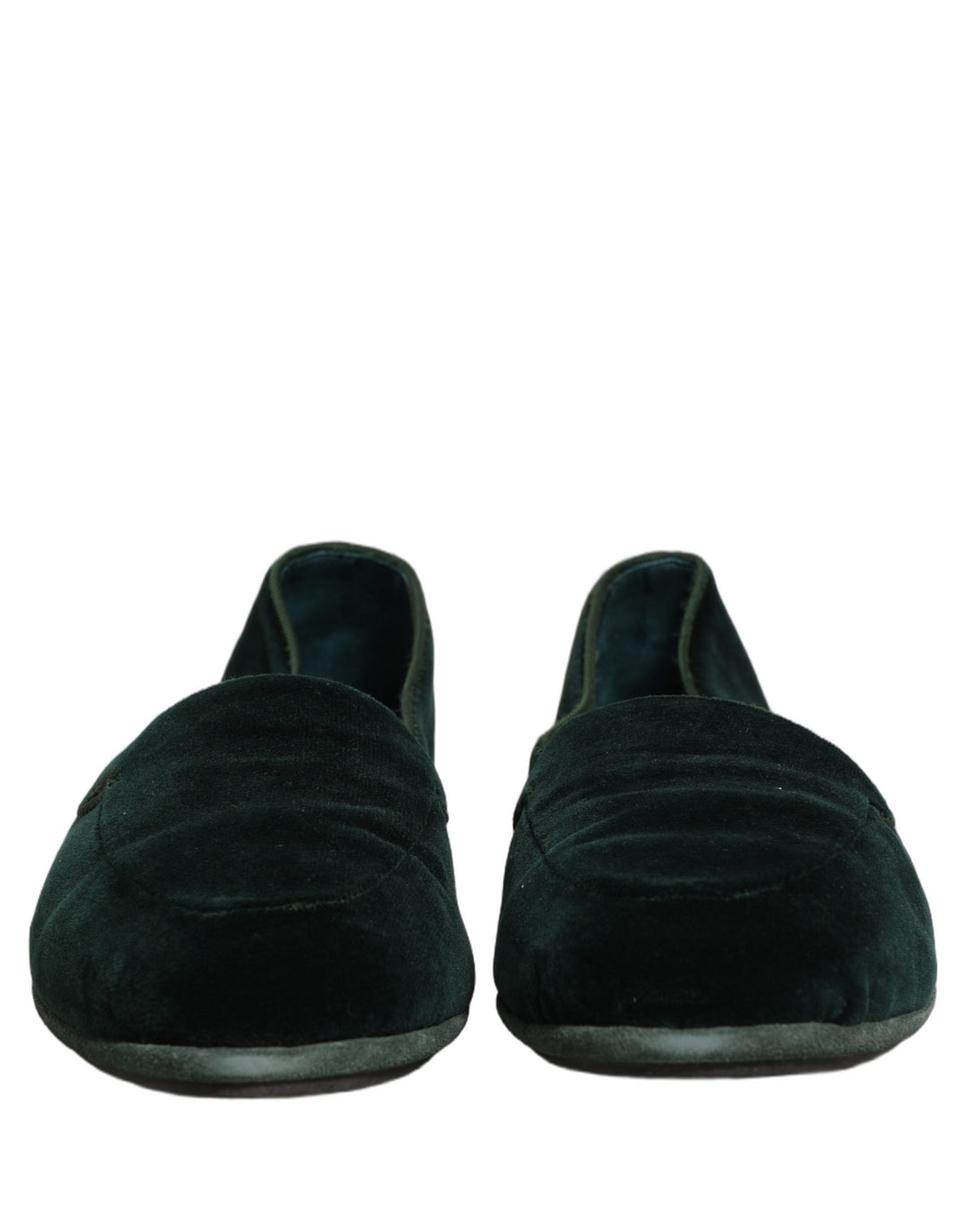 Dolce &amp; Gabbana Green Velvet Slip On Men Flats Loafers Shoes