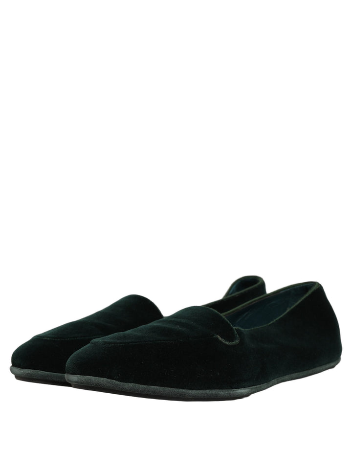 Dolce &amp; Gabbana Green Velvet Slip On Men Flats Loafers Shoes