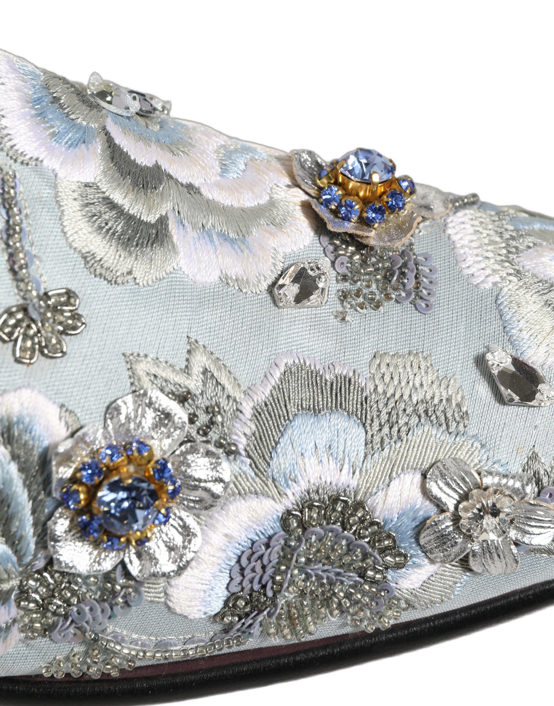Dolce &amp; Gabbana White Floral Embellished Men Loafers  Shoes