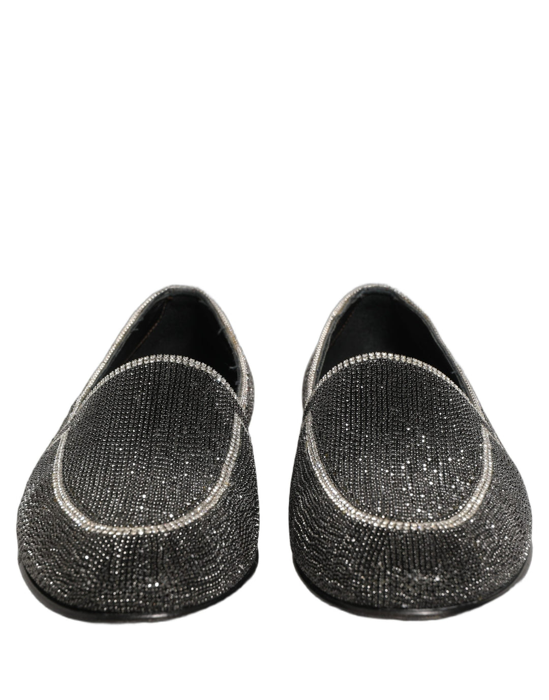 Dolce &amp; Gabbana Black Crystal Embellished Men Loafers Shoes
