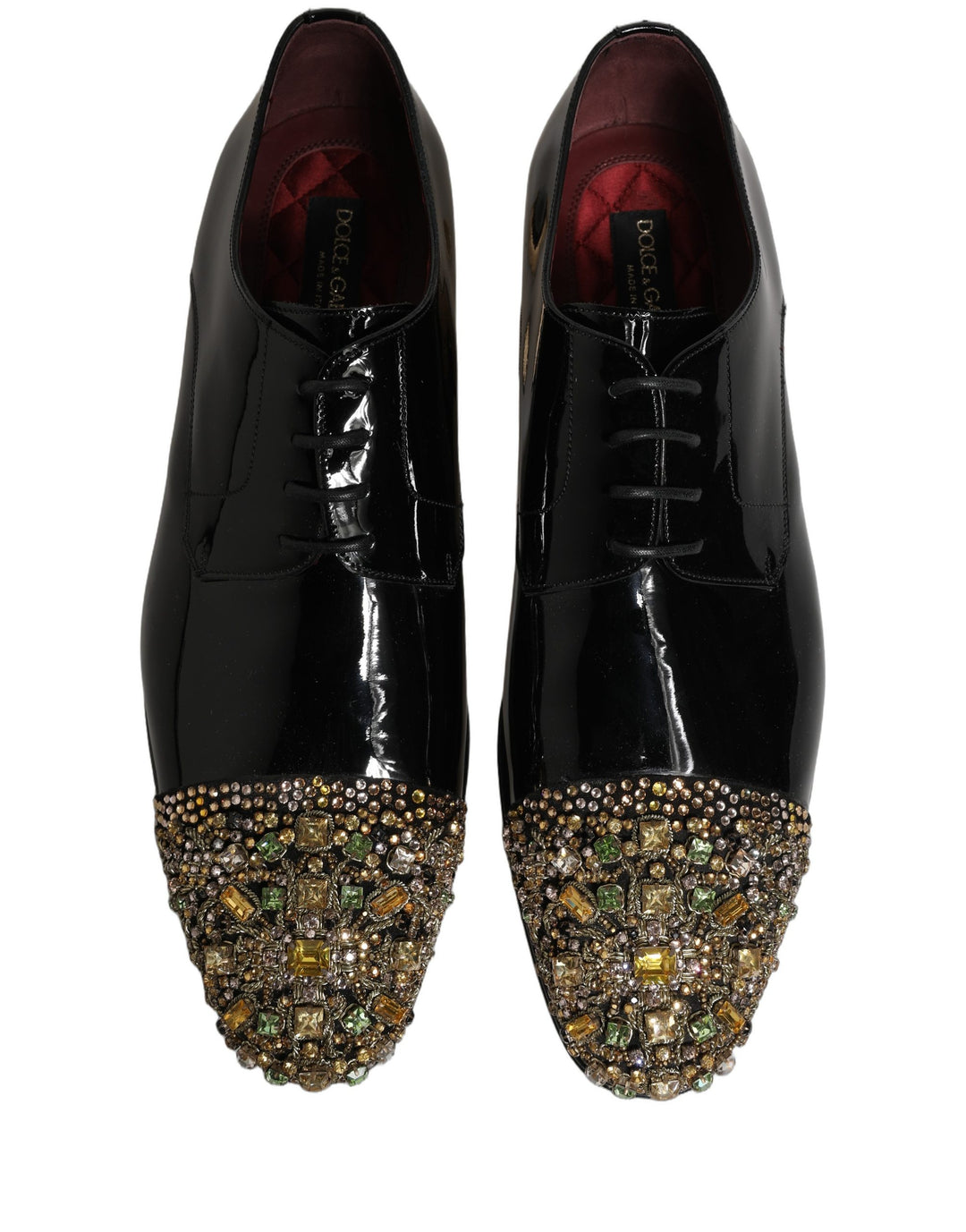 Dolce &amp; Gabbana Black Embellished Men Derby Dress Formal Shoes