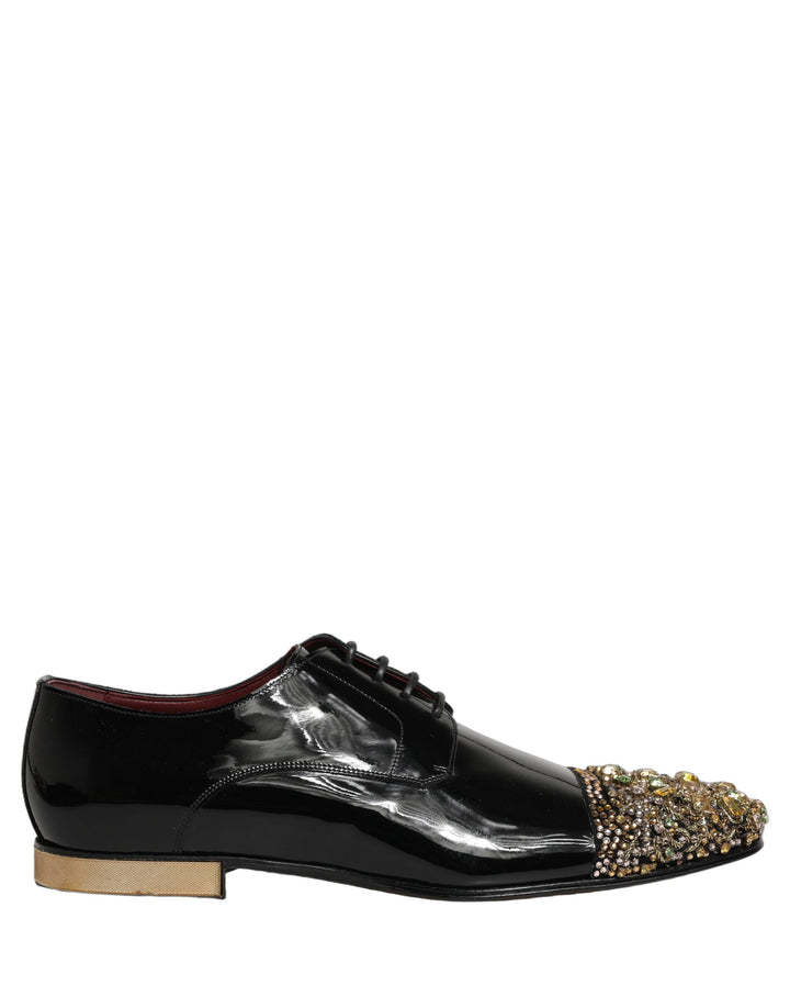 Dolce &amp; Gabbana Black Embellished Men Derby Dress Formal Shoes