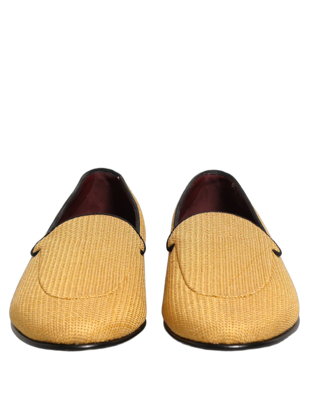 Dolce &amp; Gabbana Yellow Woven Men Slip On Dress Loafers Shoes