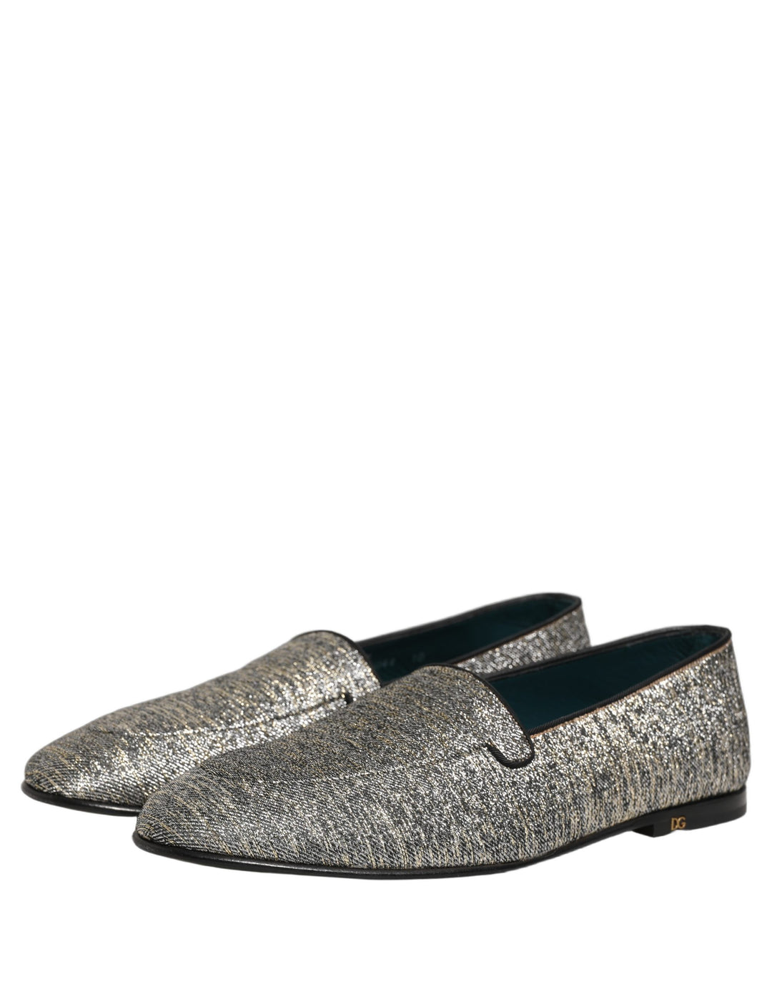 Dolce &amp; Gabbana Gray Lurex Glitter Men Dress Loafers Shoes