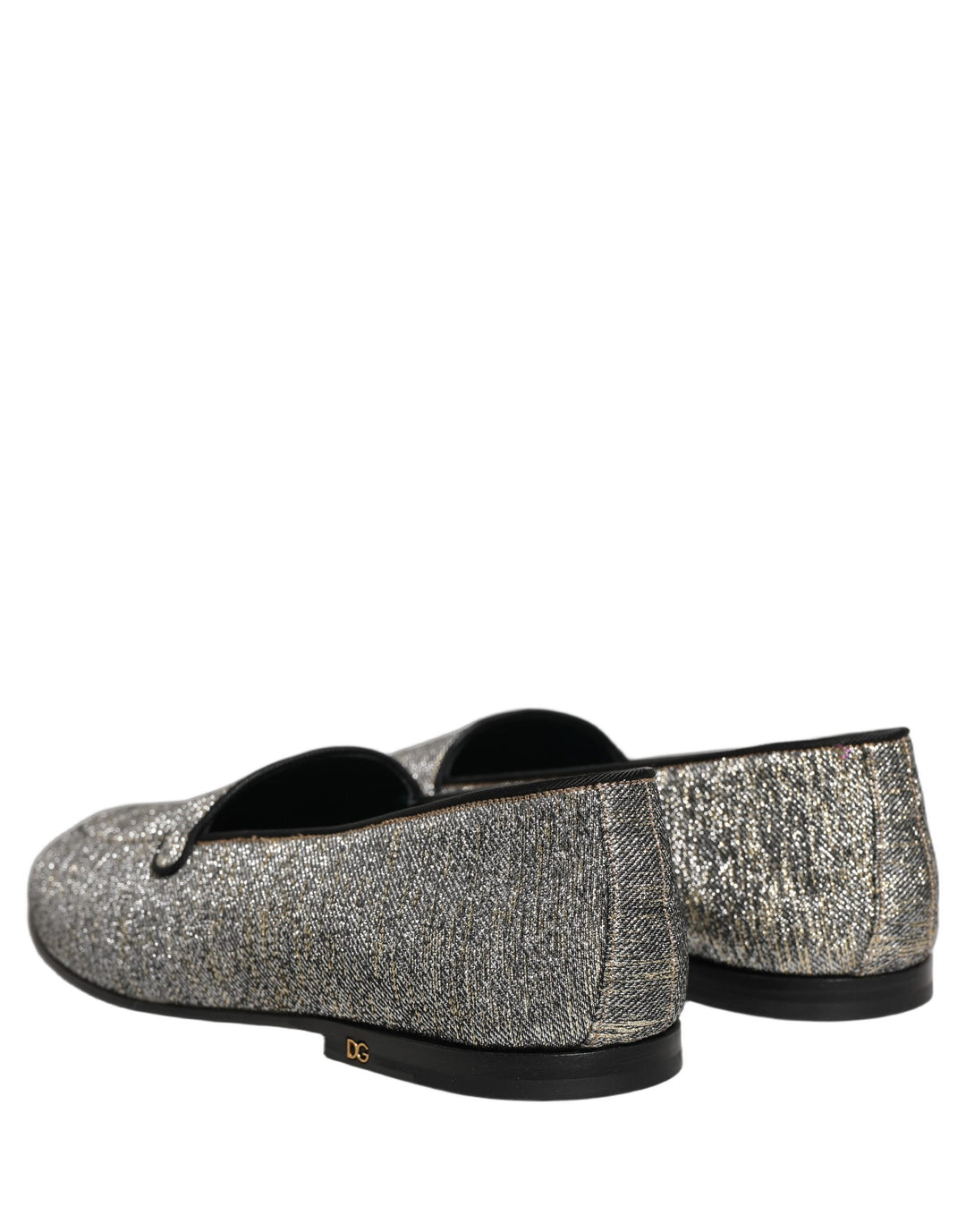 Dolce &amp; Gabbana Gray Lurex Glitter Men Dress Loafers Shoes