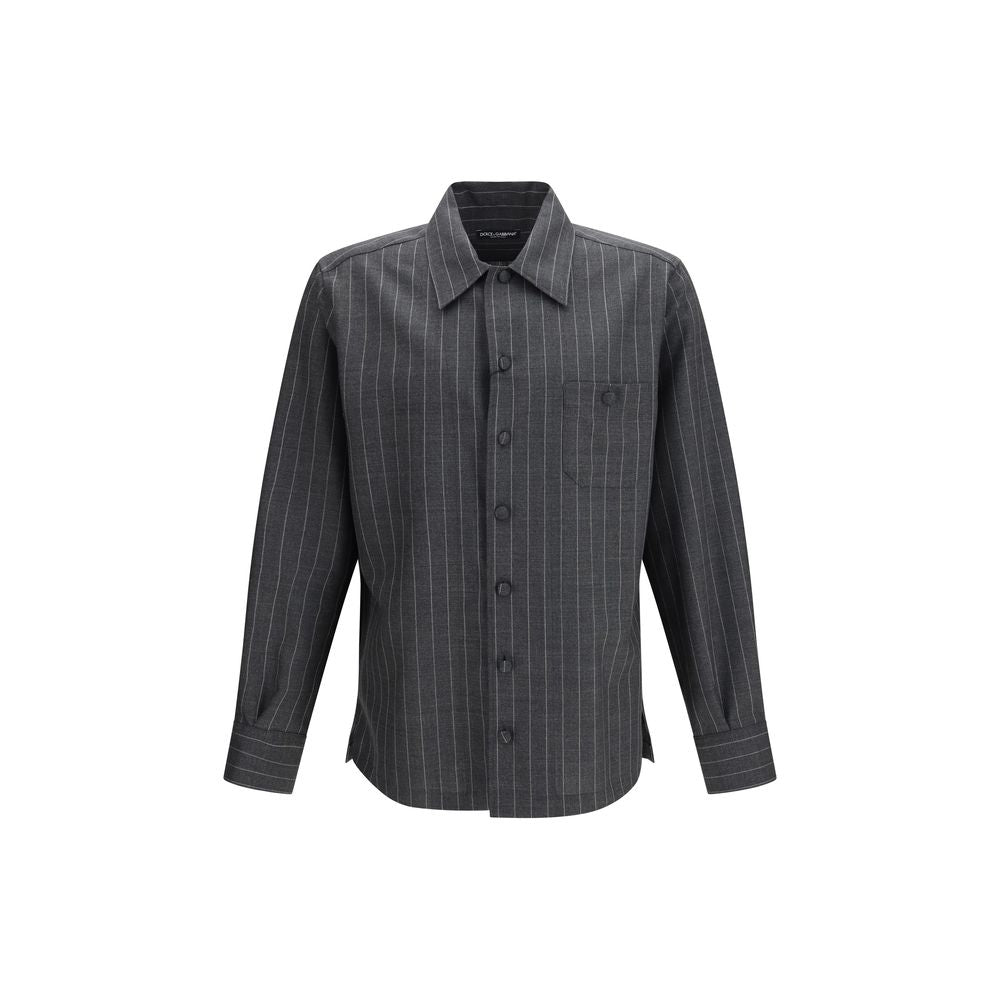 Dolce &amp; Gabbana Gray Wool Oves Aries Dress Shirt