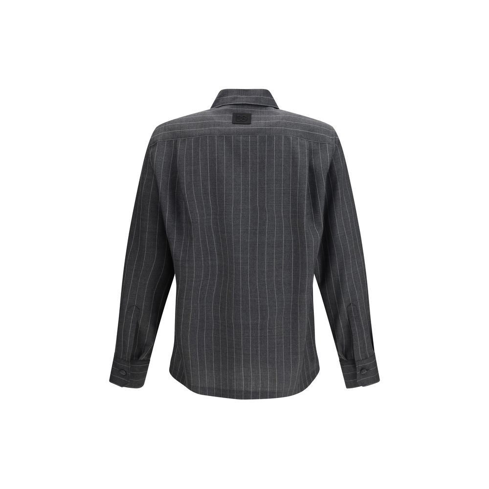 Dolce &amp; Gabbana Gray Wool Oves Aries Dress Shirt