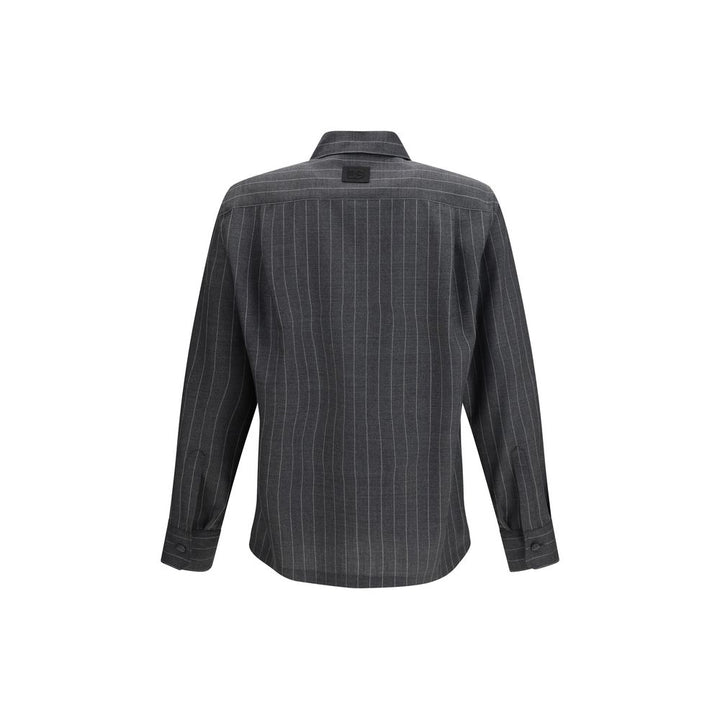 Dolce &amp; Gabbana Gray Wool Oves Aries Dress Shirt