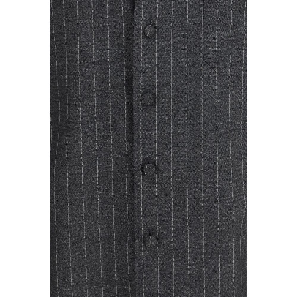 Dolce &amp; Gabbana Gray Wool Oves Aries Dress Shirt