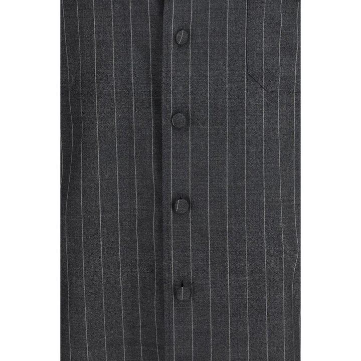Dolce &amp; Gabbana Gray Wool Oves Aries Dress Shirt