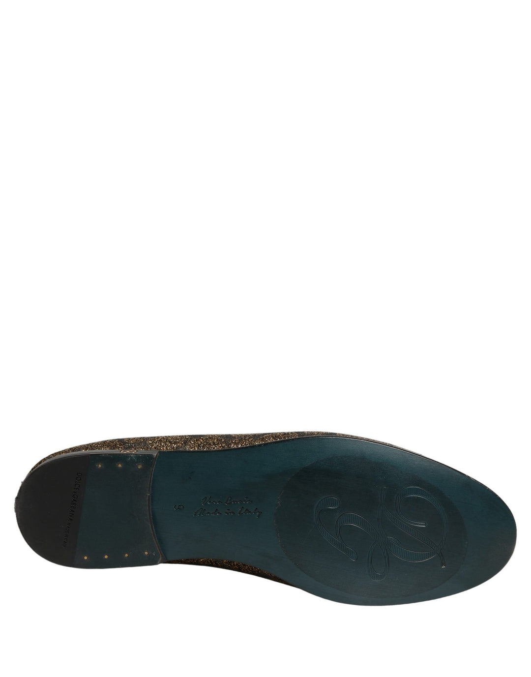 Dolce &amp; Gabbana Gold Lurex Glitter Men Slip On Loafers Shoes