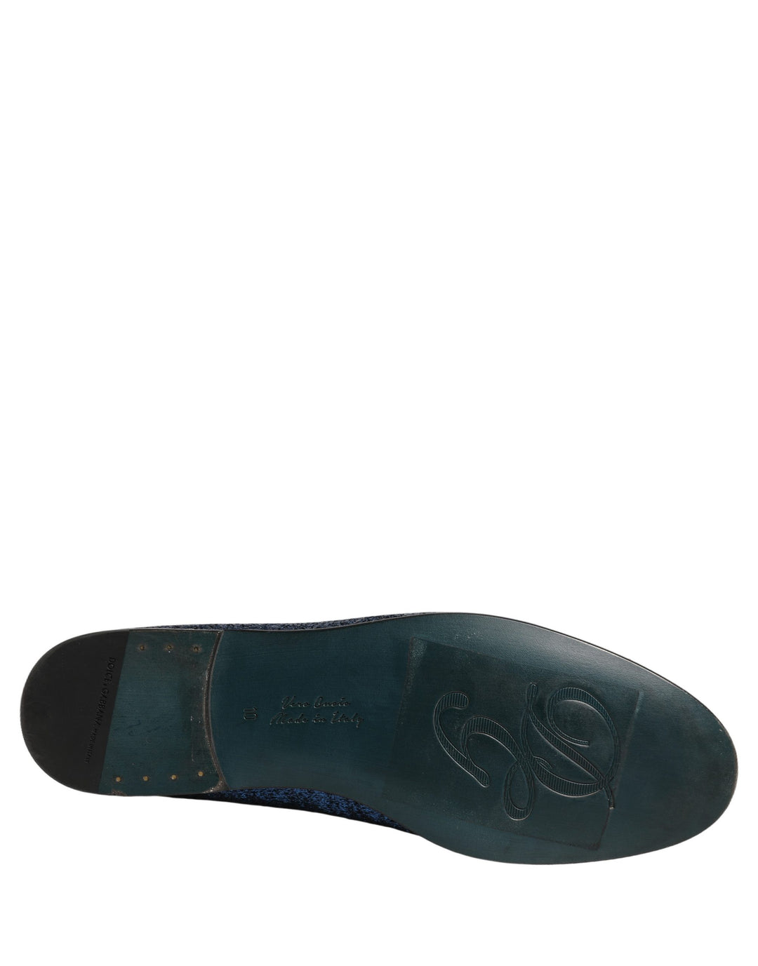 Dolce &amp; Gabbana Blue Glitter Lurex DG Logo Dress Loafers Shoes