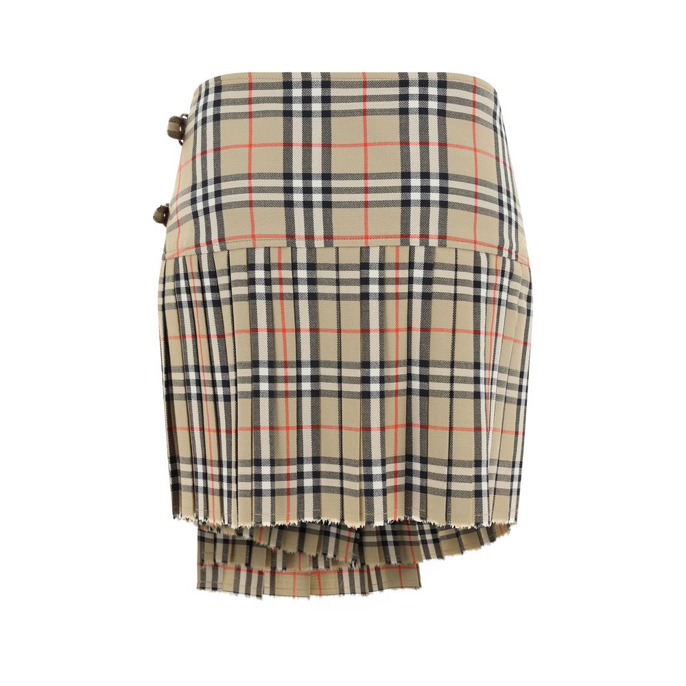 Women’s Burberry Beige Wool Oves Aries Mini Skirt