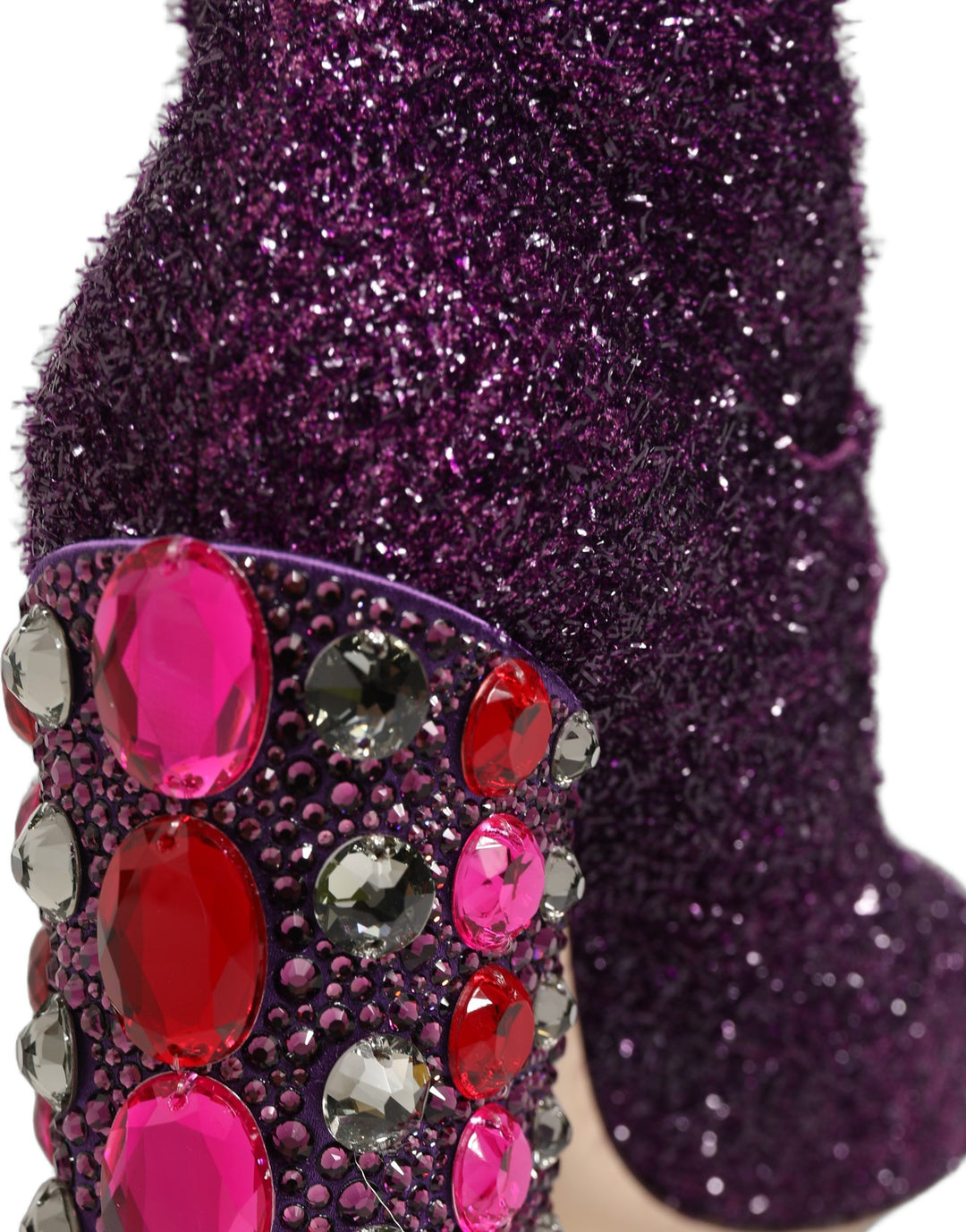 Dolce &amp; Gabbana Purple Crystal Lurex Fantasy High Boots Shoes
