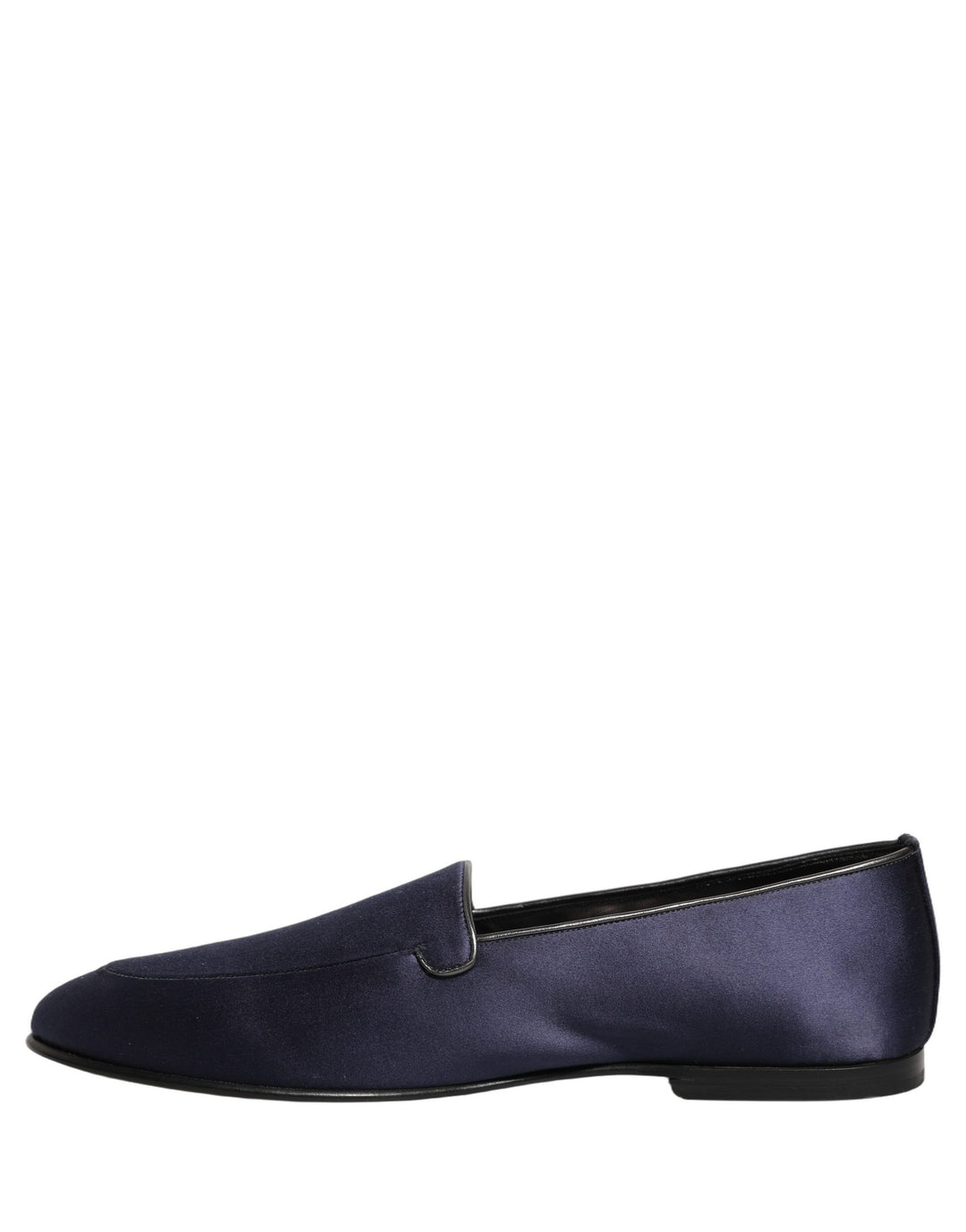 Dolce &amp; Gabbana Navy Blue Satin DG Logo Dress Loafers Shoes