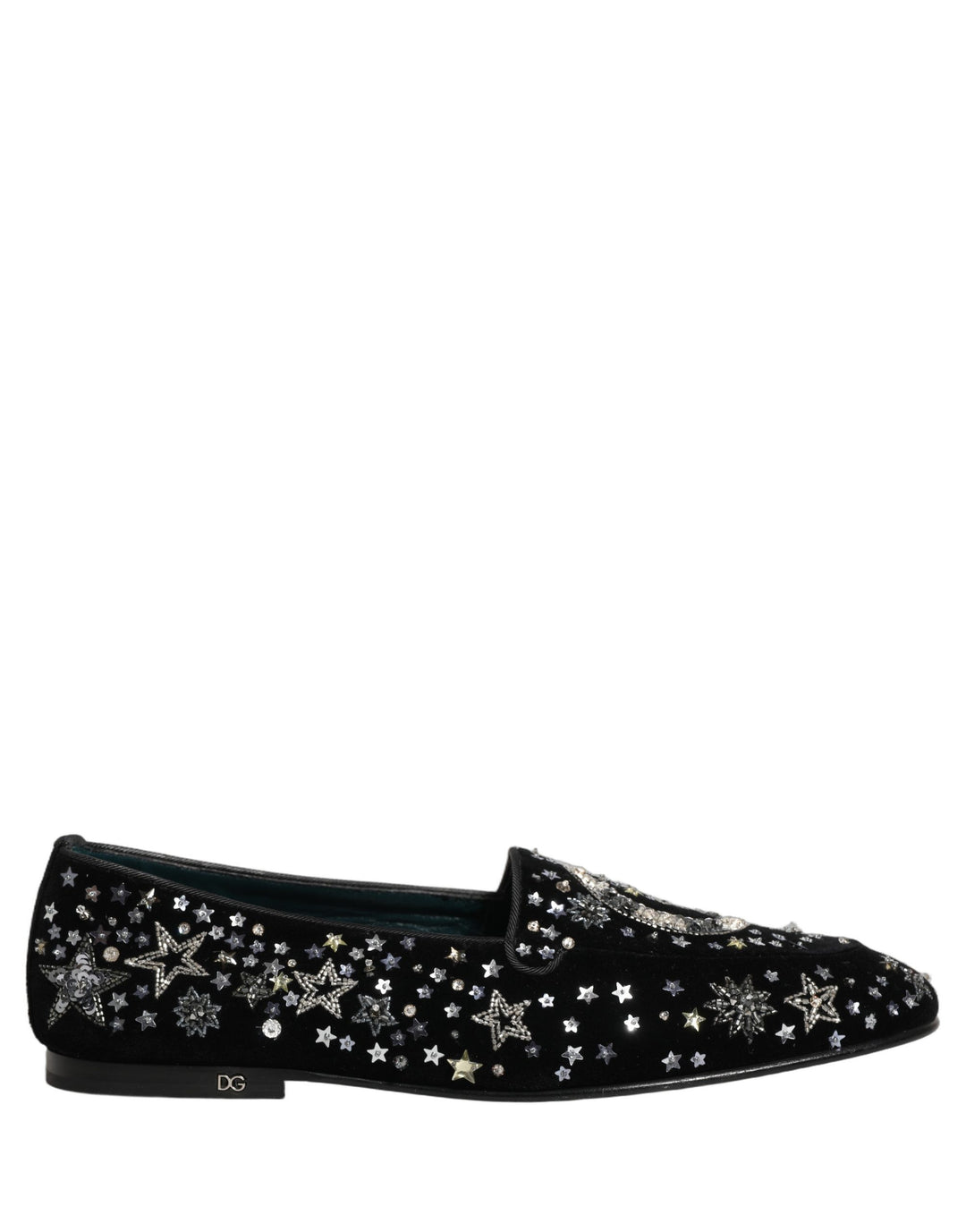 Dolce &amp; Gabbana Black Crystal Embellished Dress Loafers Shoes