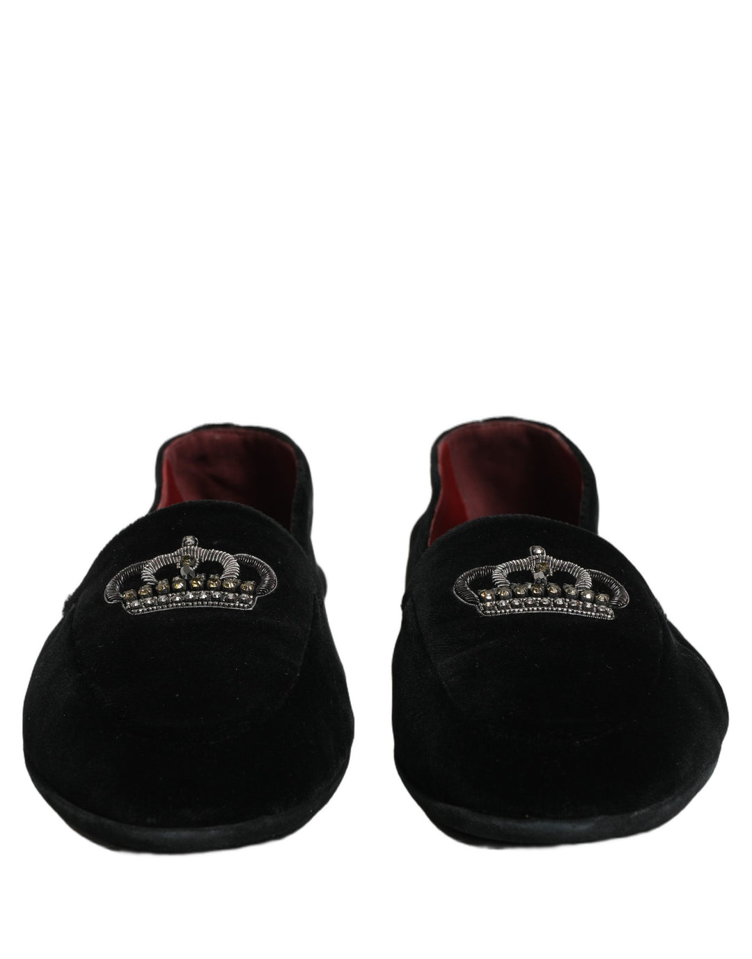 Dolce &amp; Gabbana Black Crown Embellished Dress Loafers Shoes