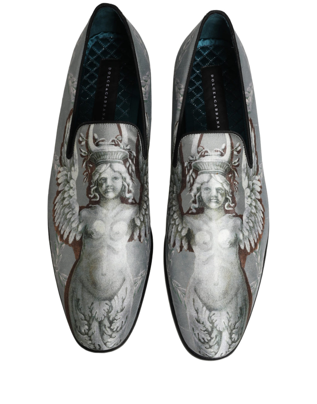 Dolce &amp; Gabbana Gray Baroque Angel Velvet Men Loafers Shoes