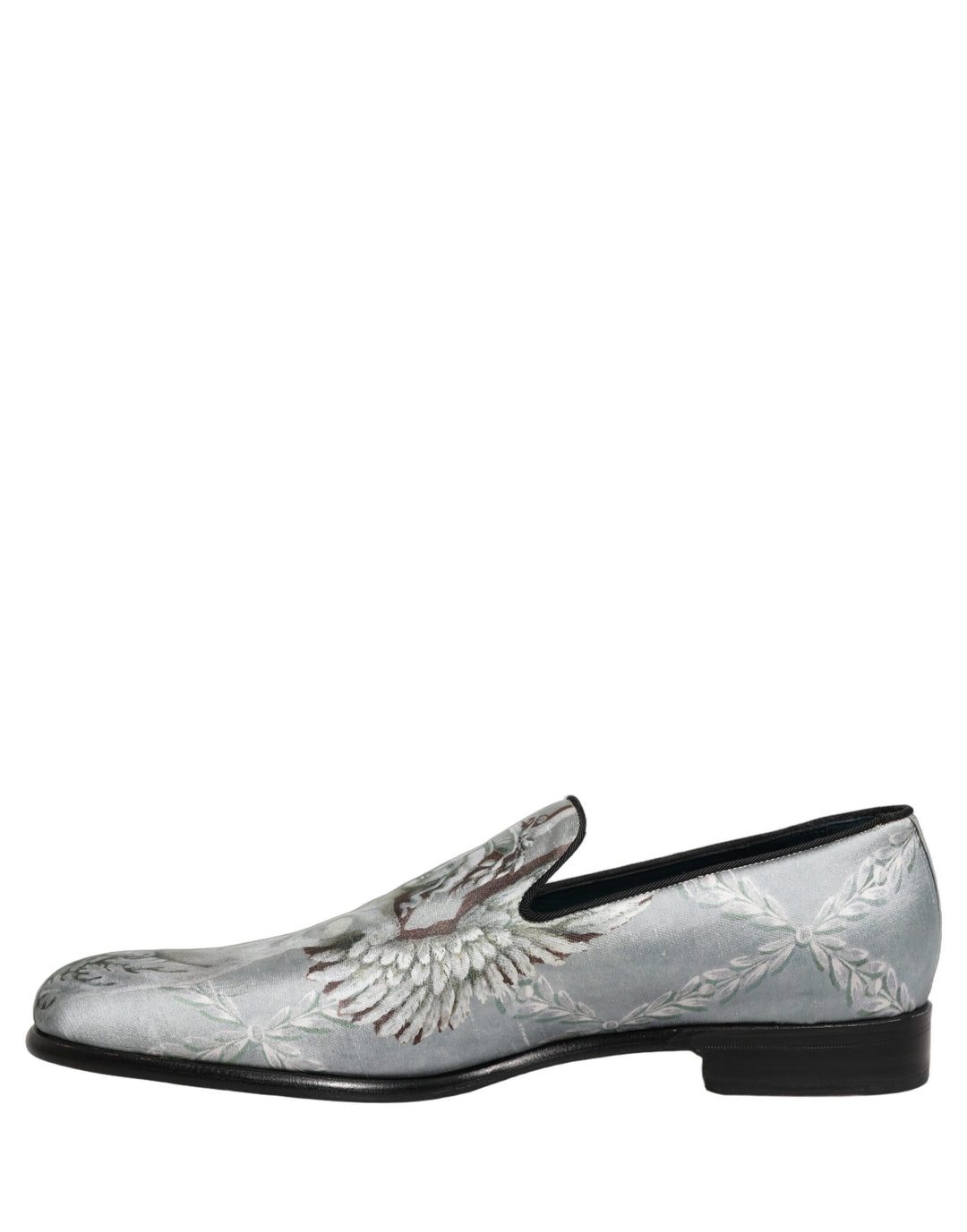 Dolce &amp; Gabbana Gray Baroque Angel Velvet Men Loafers Shoes