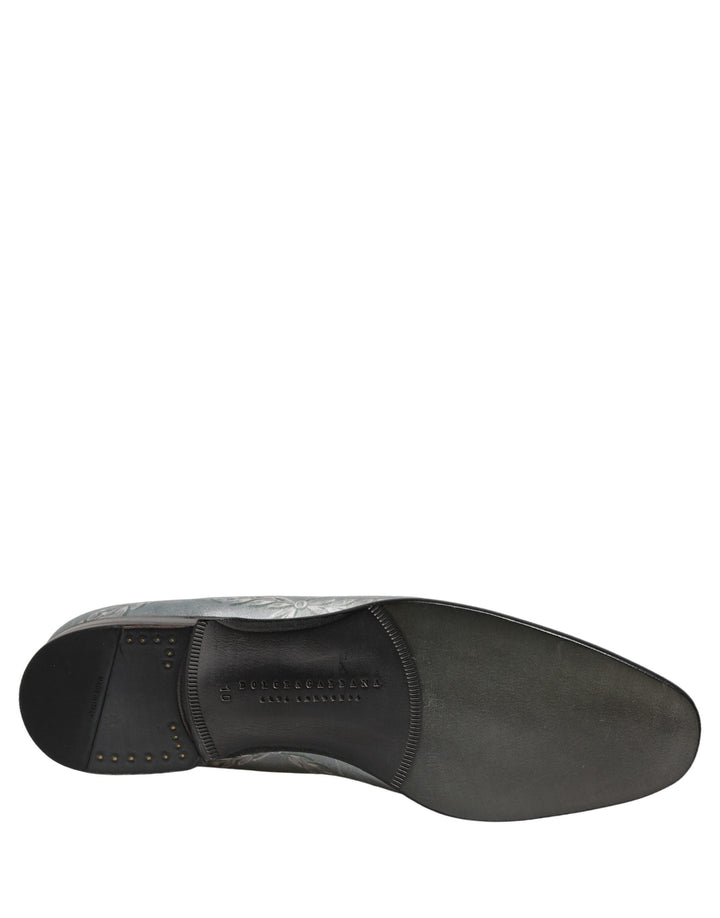 Dolce &amp; Gabbana Gray Baroque Angel Velvet Men Loafers Shoes