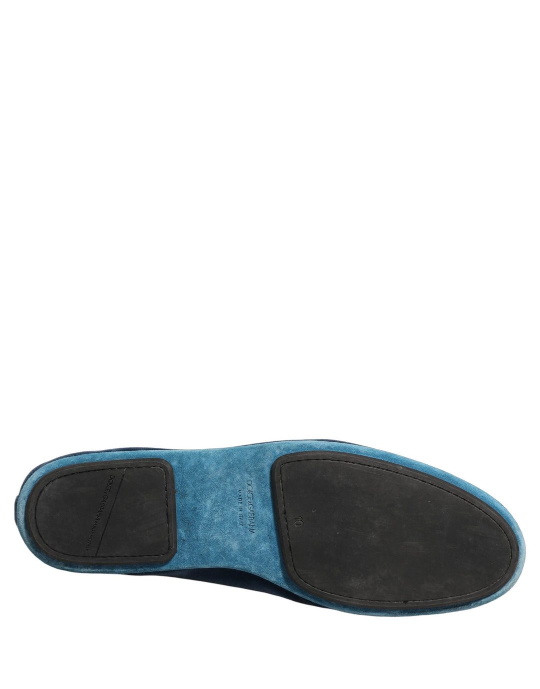 Dolce &amp; Gabbana Blue Velvet Crown Embroidery Loafers Shoes