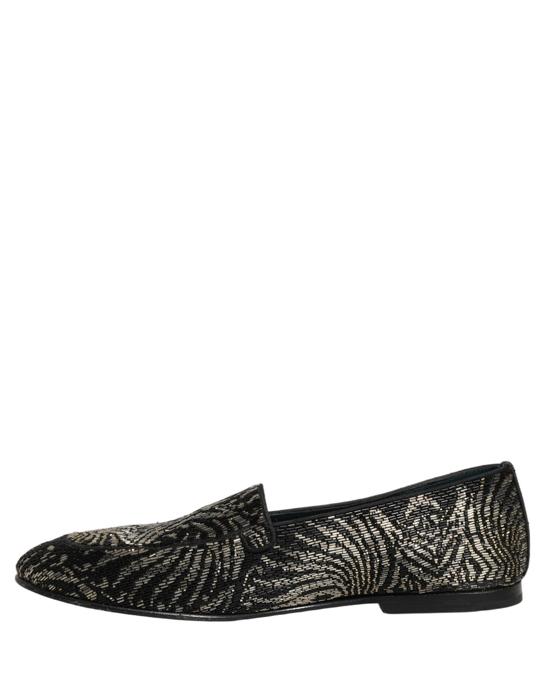 Dolce &amp; Gabbana Black Silver Embellished Dress Loafers Shoes