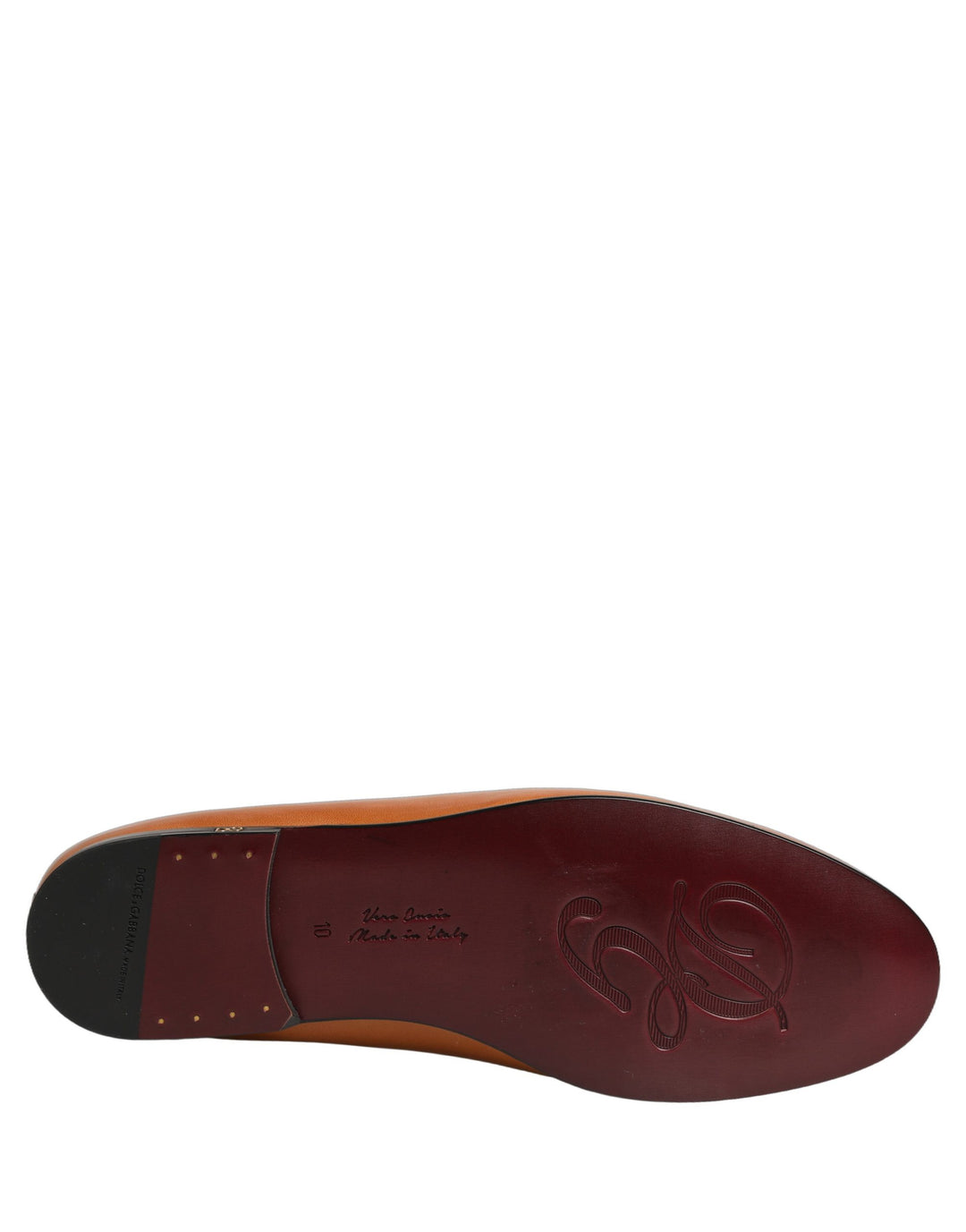 Dolce &amp; Gabbana Brown Leather Logo Slip On Men Loafers Shoes
