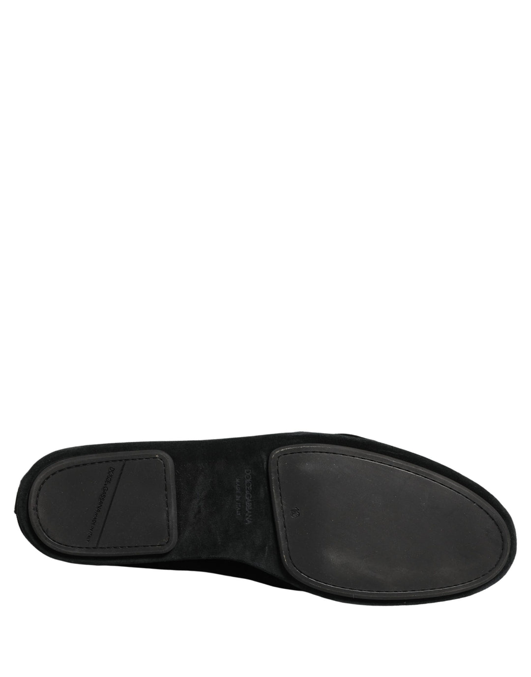 Dolce &amp; Gabbana Black Velvet Crown Embroidery Loafers Shoes