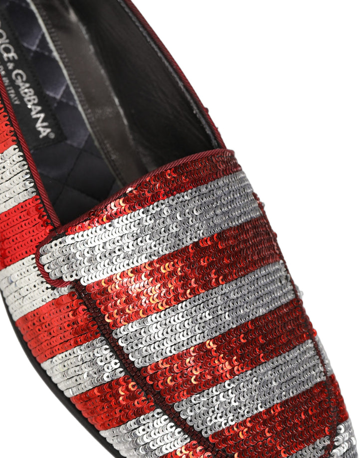 Dolce &amp; Gabbana Multicolor Flag Sequin Dress Loafers Shoes