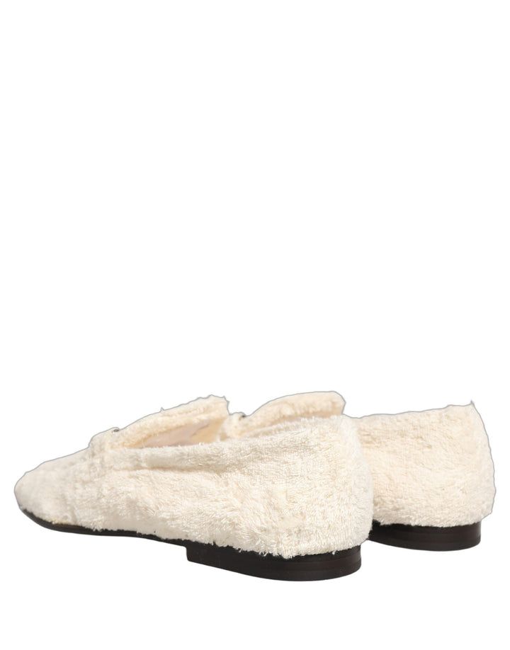 Dolce &amp; Gabbana White Fur Shearling Men Dress Loafers Shoes