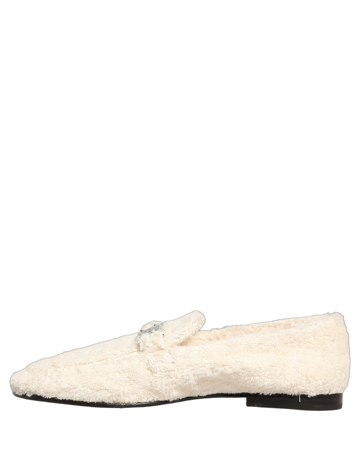 Dolce &amp; Gabbana White Fur Shearling Men Dress Loafers Shoes