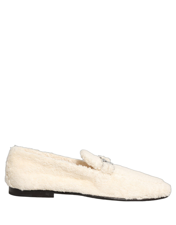 Dolce &amp; Gabbana White Fur Shearling Men Dress Loafers Shoes