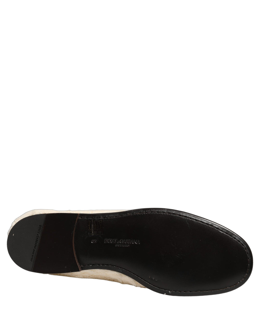Dolce &amp; Gabbana White Fur Shearling Men Dress Loafers Shoes