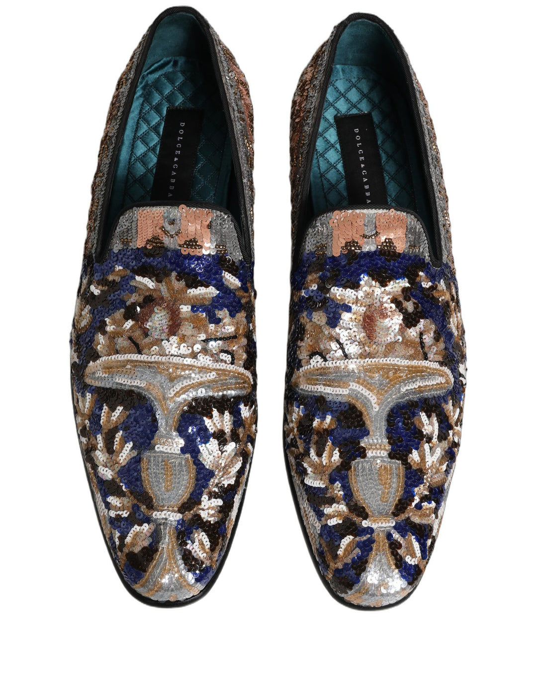 Dolce &amp; Gabbana Multicolor Embroidered Sequin Loafers Shoes