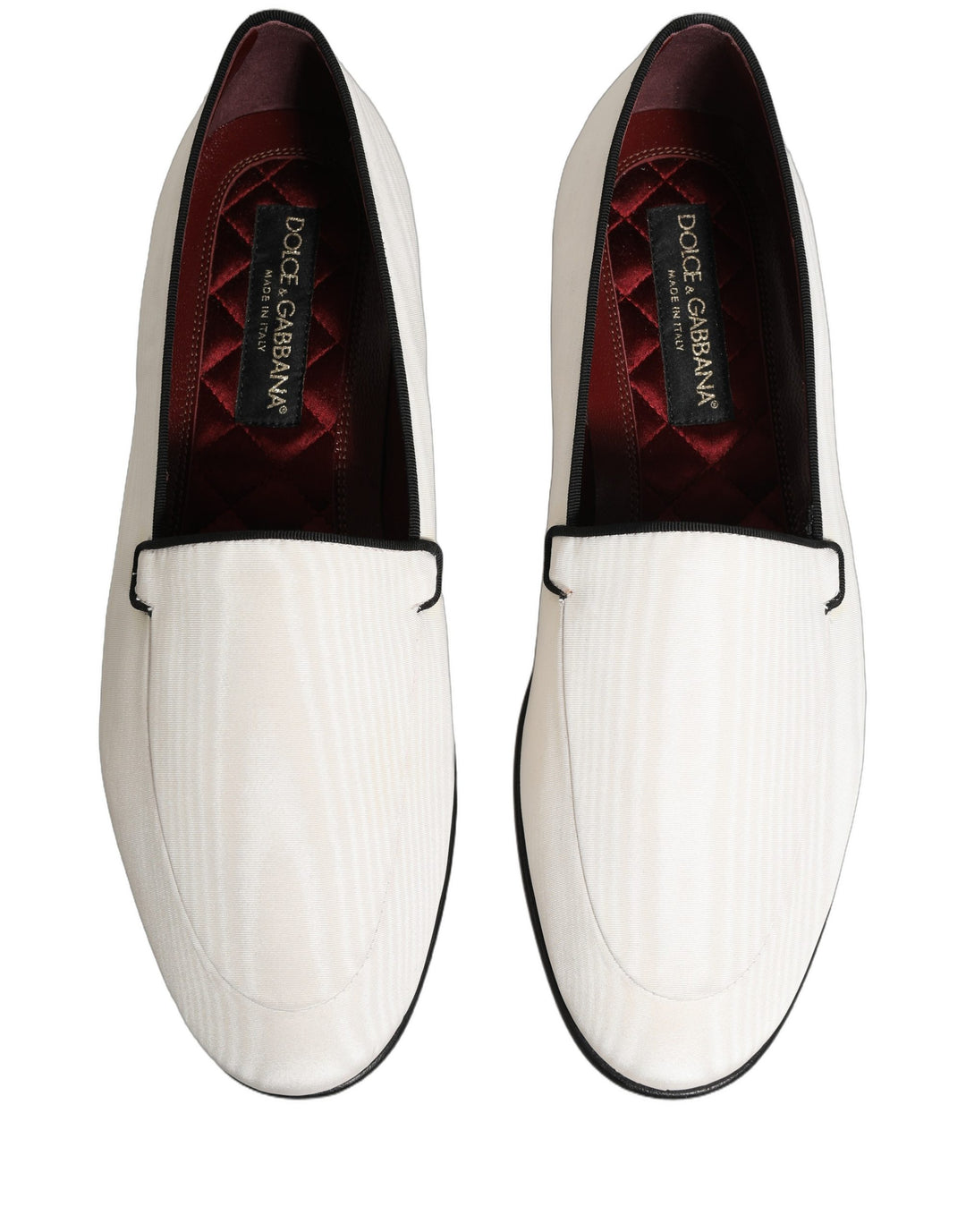 Dolce &amp; Gabbana White Velvet Slip On Men Flats Loafers Shoes