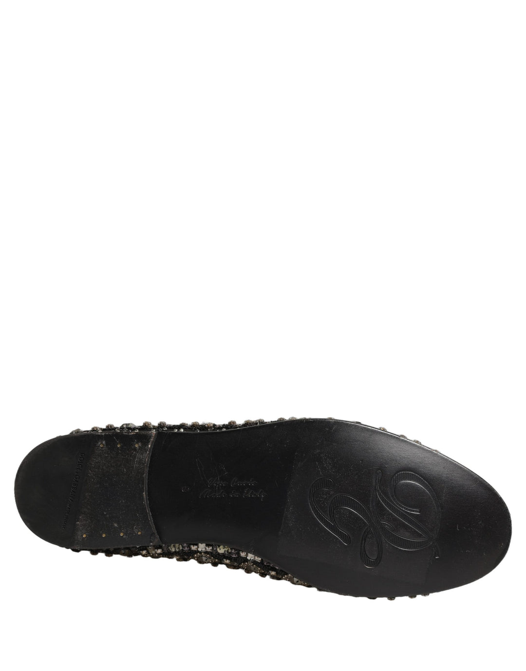 Dolce &amp; Gabbana Black Crystal Embellished Dress Loafers Shoes