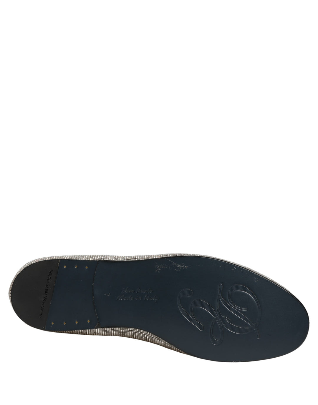 Dolce &amp; Gabbana Silver Crystal Embellished Men Loafers Shoes