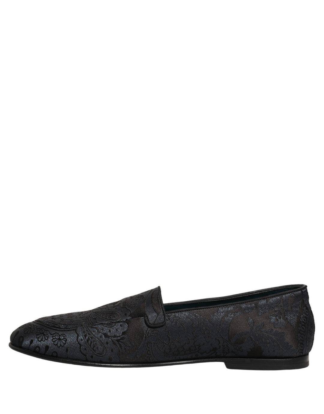 Dolce &amp; Gabbana Blue Jacquard Leather Slip On Loafers Shoes
