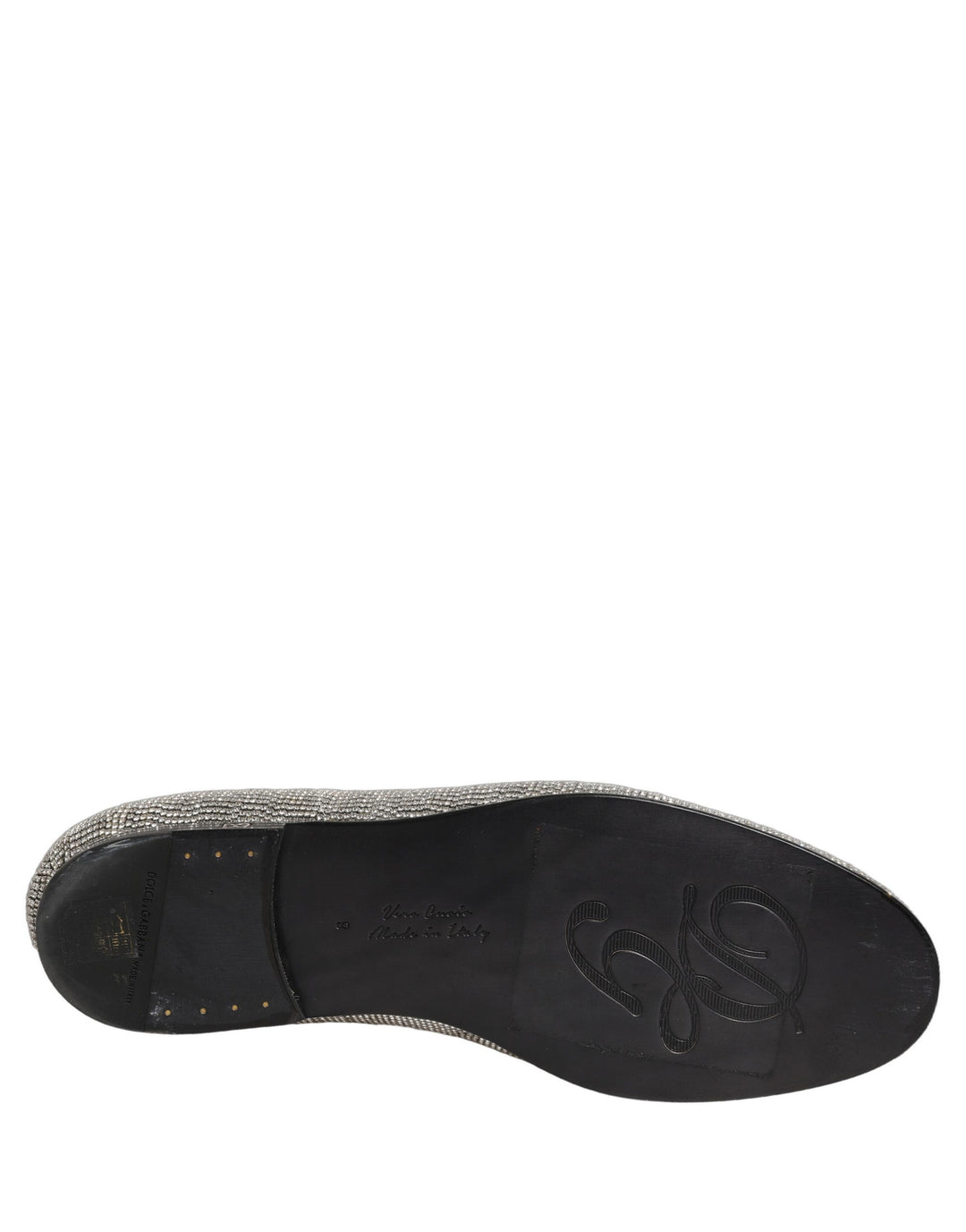 Dolce &amp; Gabbana Silver Crystal Embellished Men Loafers Shoes