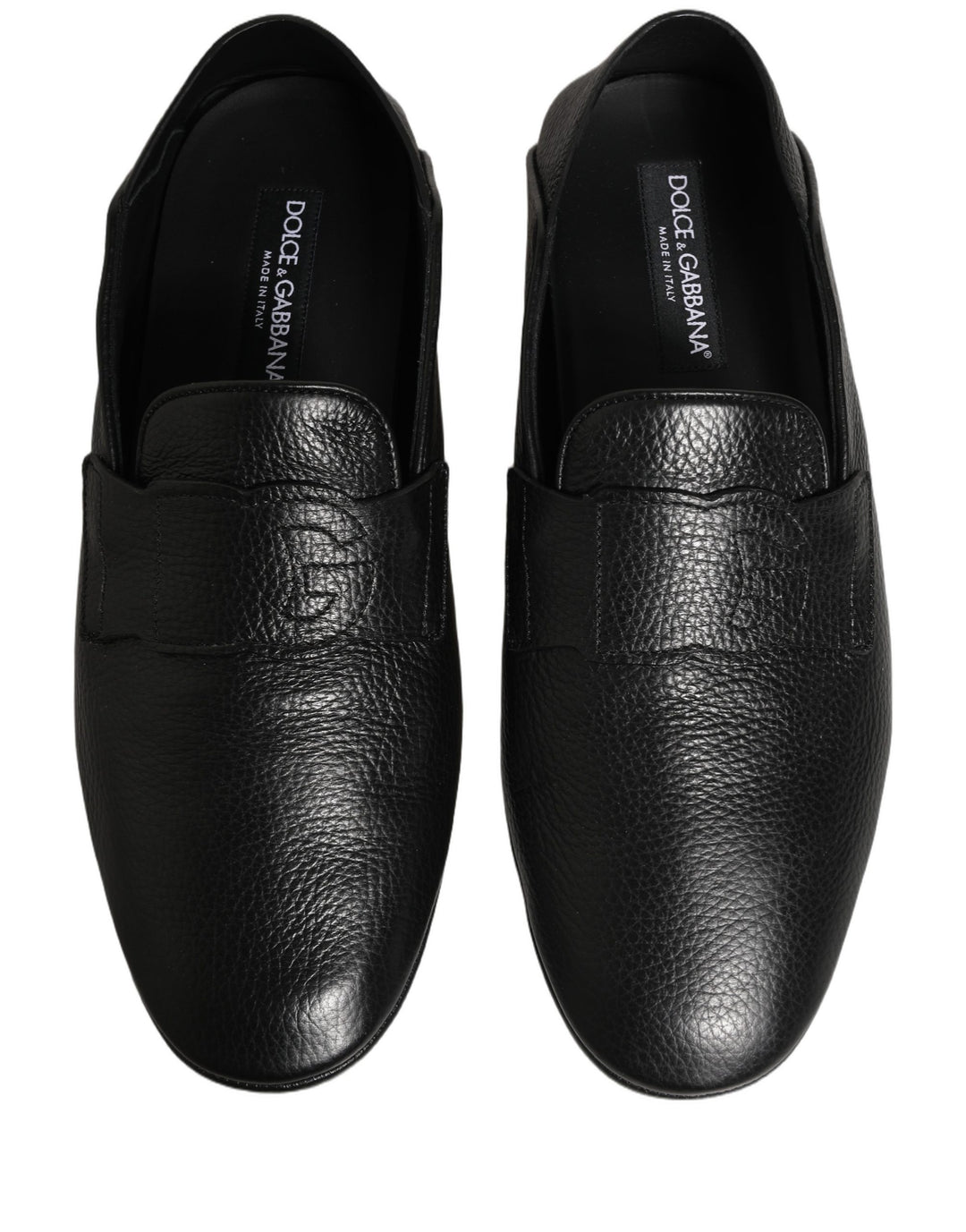 Dolce &amp; Gabbana Black Deerskin Leather Driver Loafers Shoes