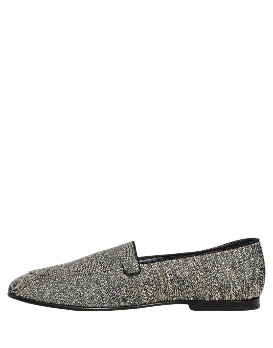 Dolce &amp; Gabbana Gray Glitter Lurex DG Logo Dress Loafers Shoes