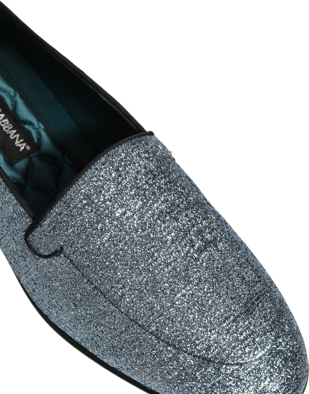 Dolce &amp; Gabbana Blue Glitter Lurex DG Logo Dress Loafers Shoes