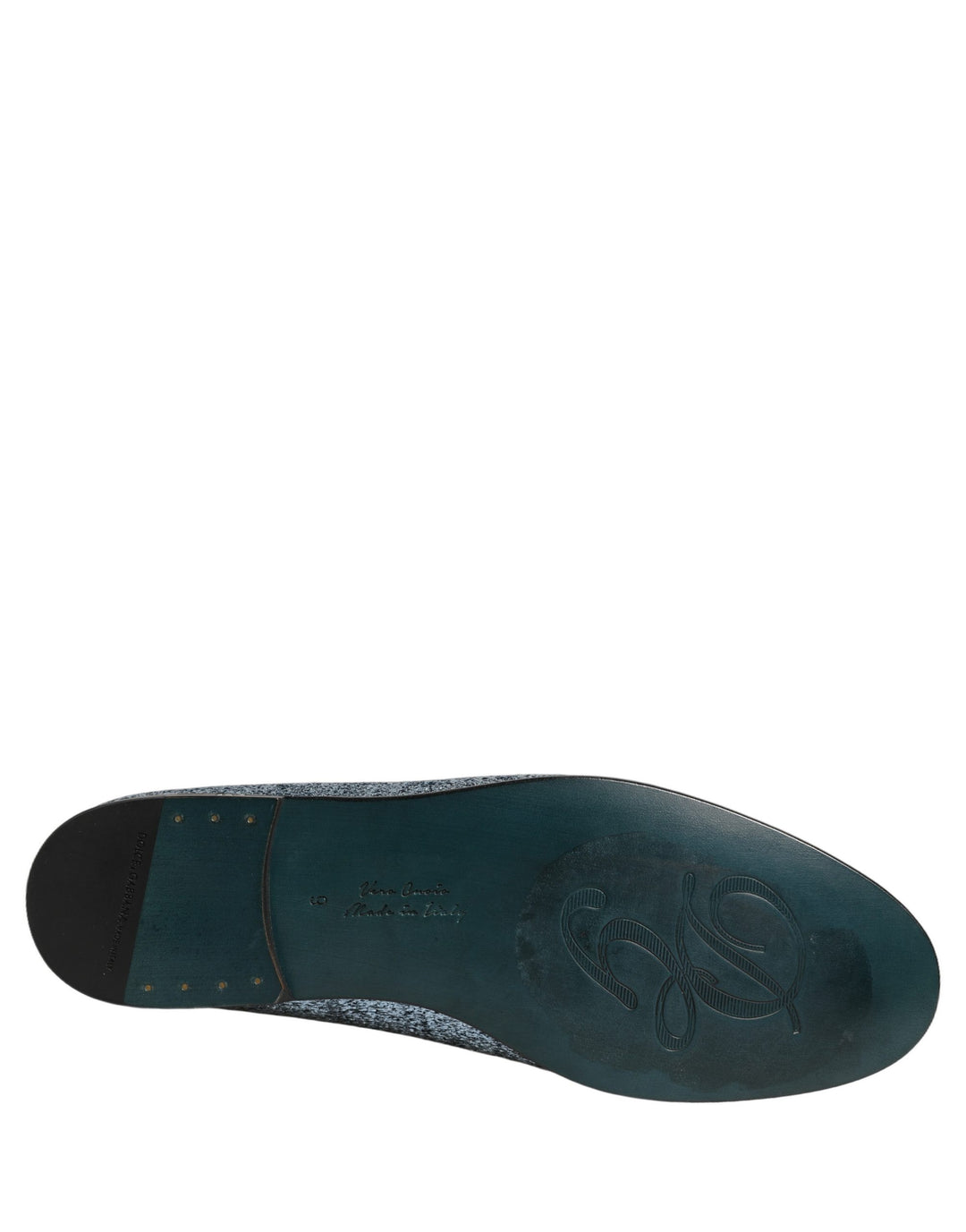 Dolce &amp; Gabbana Blue Glitter Lurex DG Logo Dress Loafers Shoes